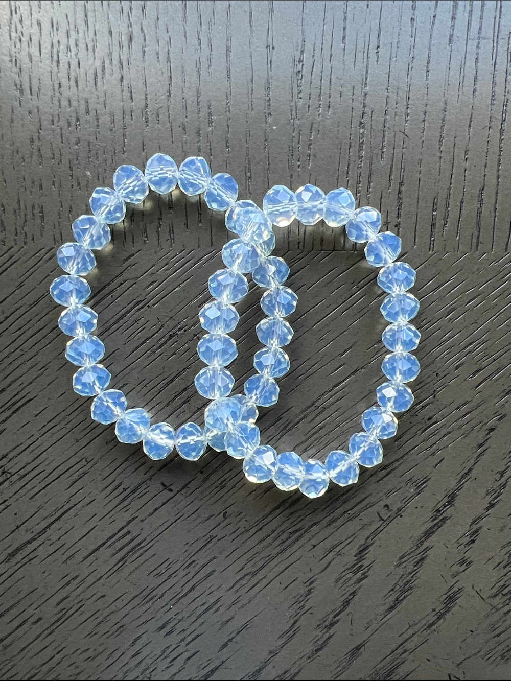 ( ONE ) Faceted Rondelle Opalite bracelet 9mm SIZE 6.5’